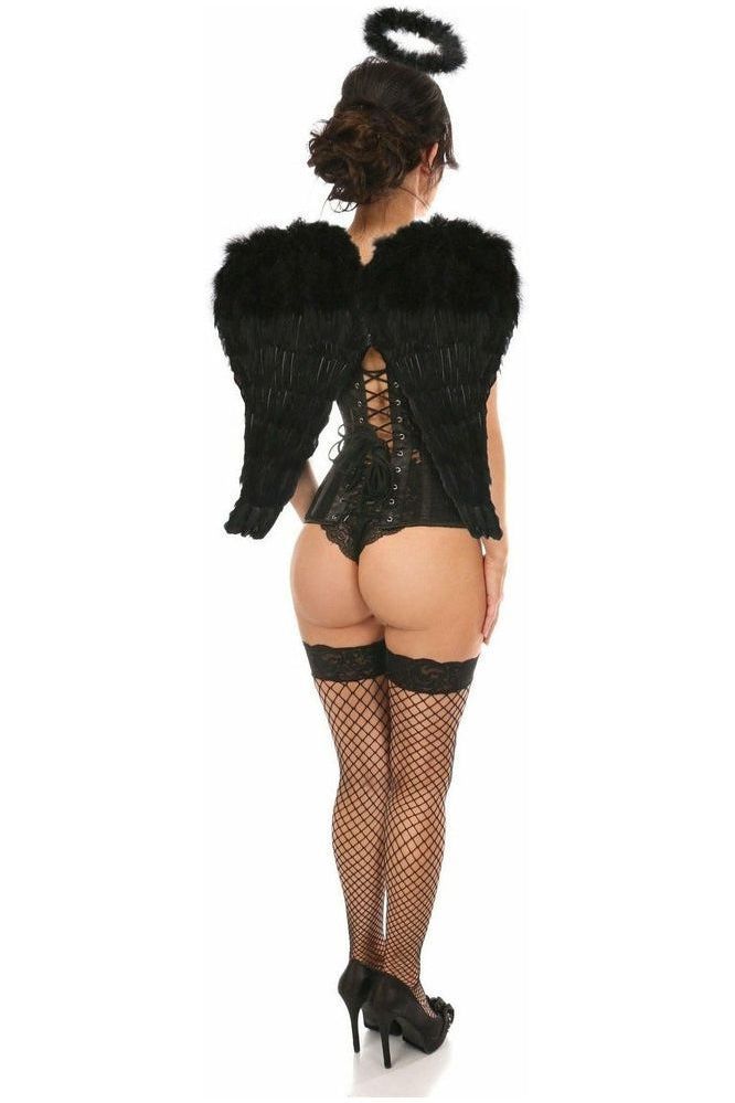 Lavish 3-Piece Dark Angel Corset Costume with Wings & Halo alluringly Daring