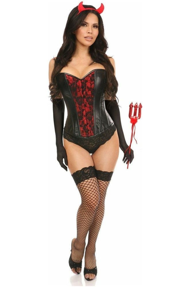 Lavish Gothic Devil 4-Piece Corset Costume Set for Women's Halloween Roleplay