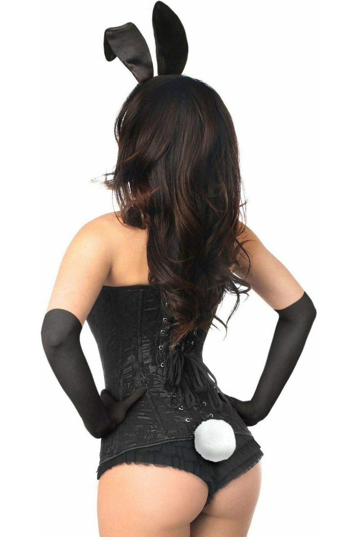 Alluring 4-Piece Lace Bunny Corset Costume Set with Ears & Tail
