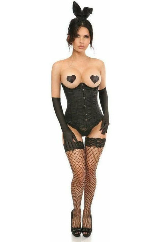 Deluxe Seductive Bunny Corset Costume Set: 4-Piece with Ears, Tail, Gloves