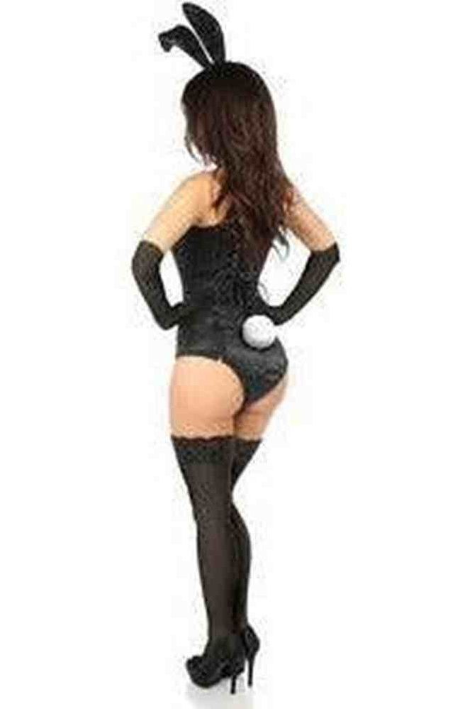 Lavish 4-Piece Sexy Bunny Corset Costume: Playful Bodysuit, Ears, Gloves, Tail