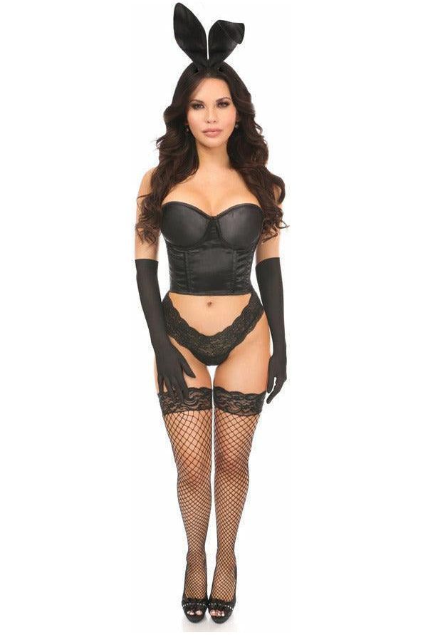 Lavish 4-Piece Sexy Bunny Costume: Bustier, Ears, Gloves, Tail