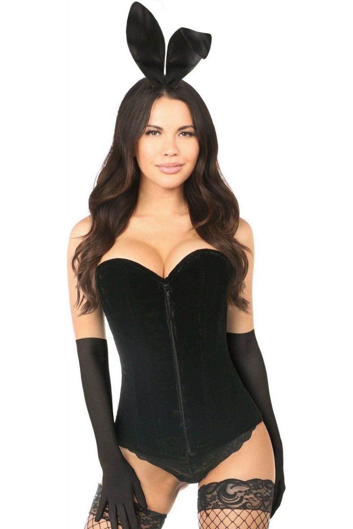 Luxurious Velvet Bunny Corset Costume Set with Ears, Tail, Gloves