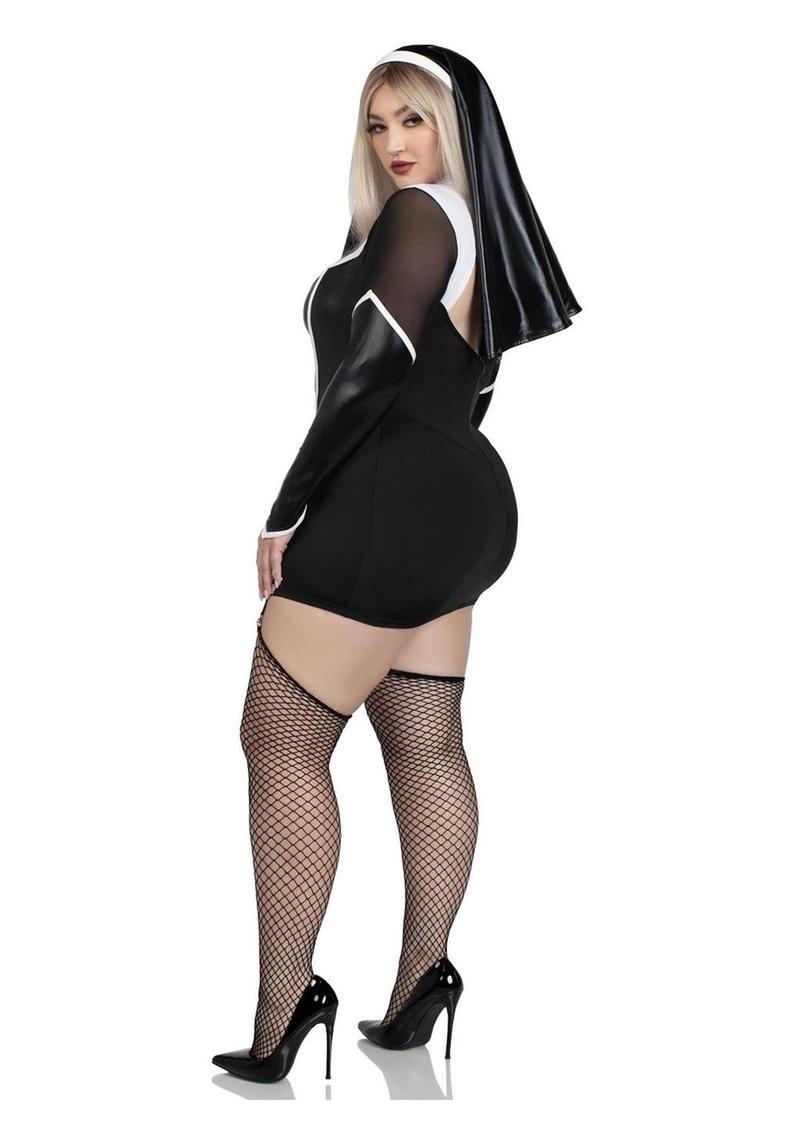 Leg Avenue Holy Hottie Set Boned Garter Dress with Cross Accents and Nun Habit