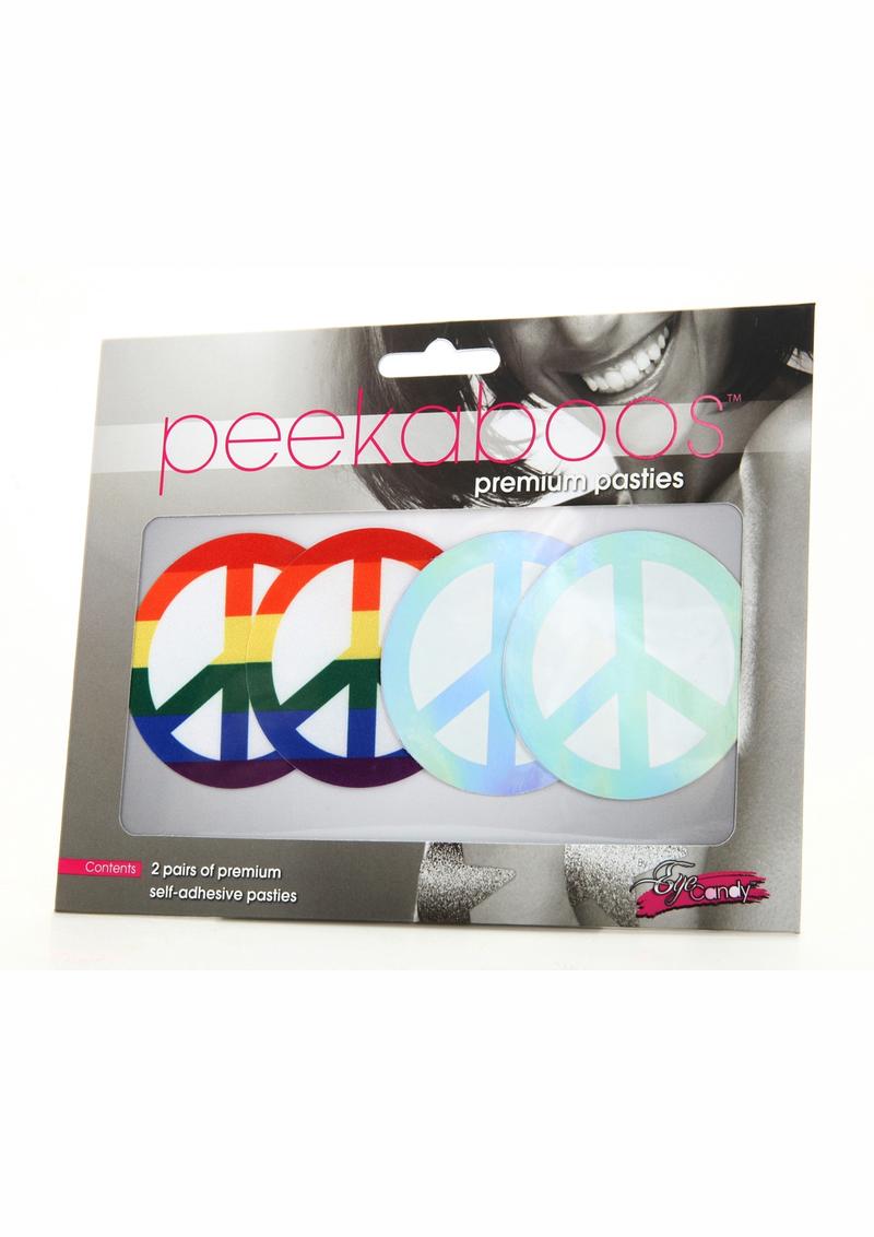 Peekaboo Pride Peace Signs Pasties - Rainbow