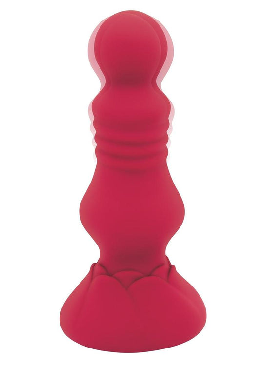 Remote Vibrating Floret Buttplug - Red/Rose