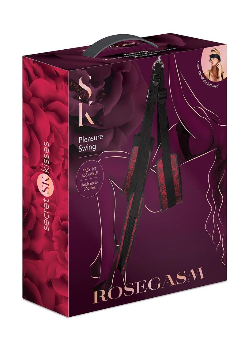 Rosegasm Pleasure Swing W/ Blindfold - Black/Red/Rose