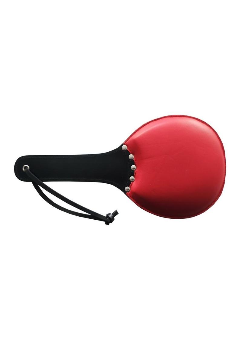 Padded Leather Ping Pong Paddle - Black/Red