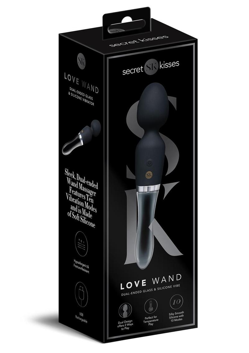 Secret Kisses Glass Black Magic Wand - Black