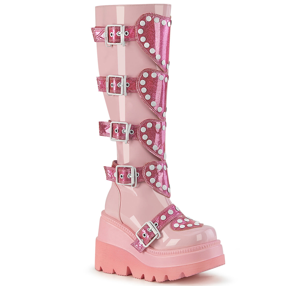BOOTS WITH WEDGE PLATFORM AND HEART STUDDED DETAIL