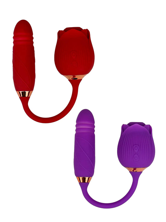 Rose Vibrator with Thrusting Tail