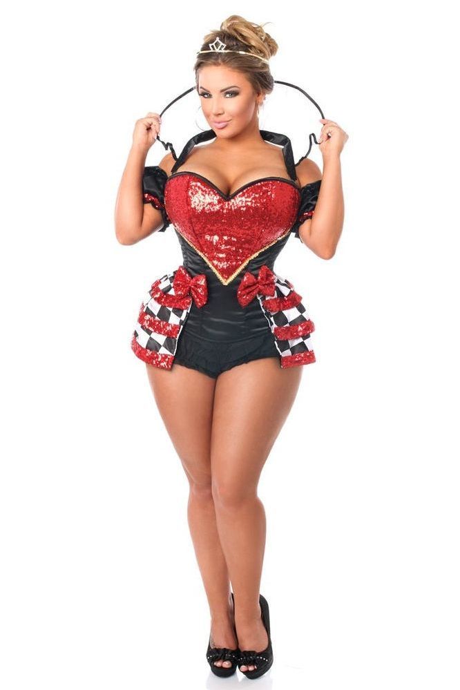 Royal Red Queen Corset Costume 6-Piece Set - Steel Boned Elegance