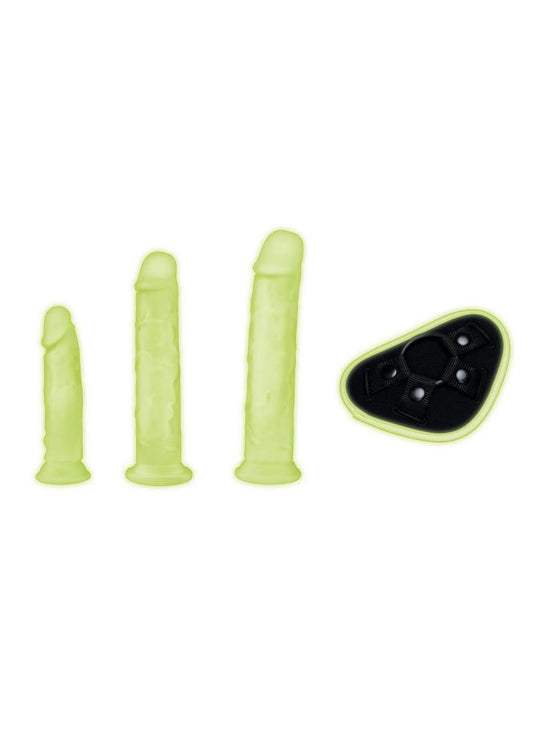 WhipSmart 4pc Glow In The Dark Pegging Kit with Dildos - Glow In The Dark