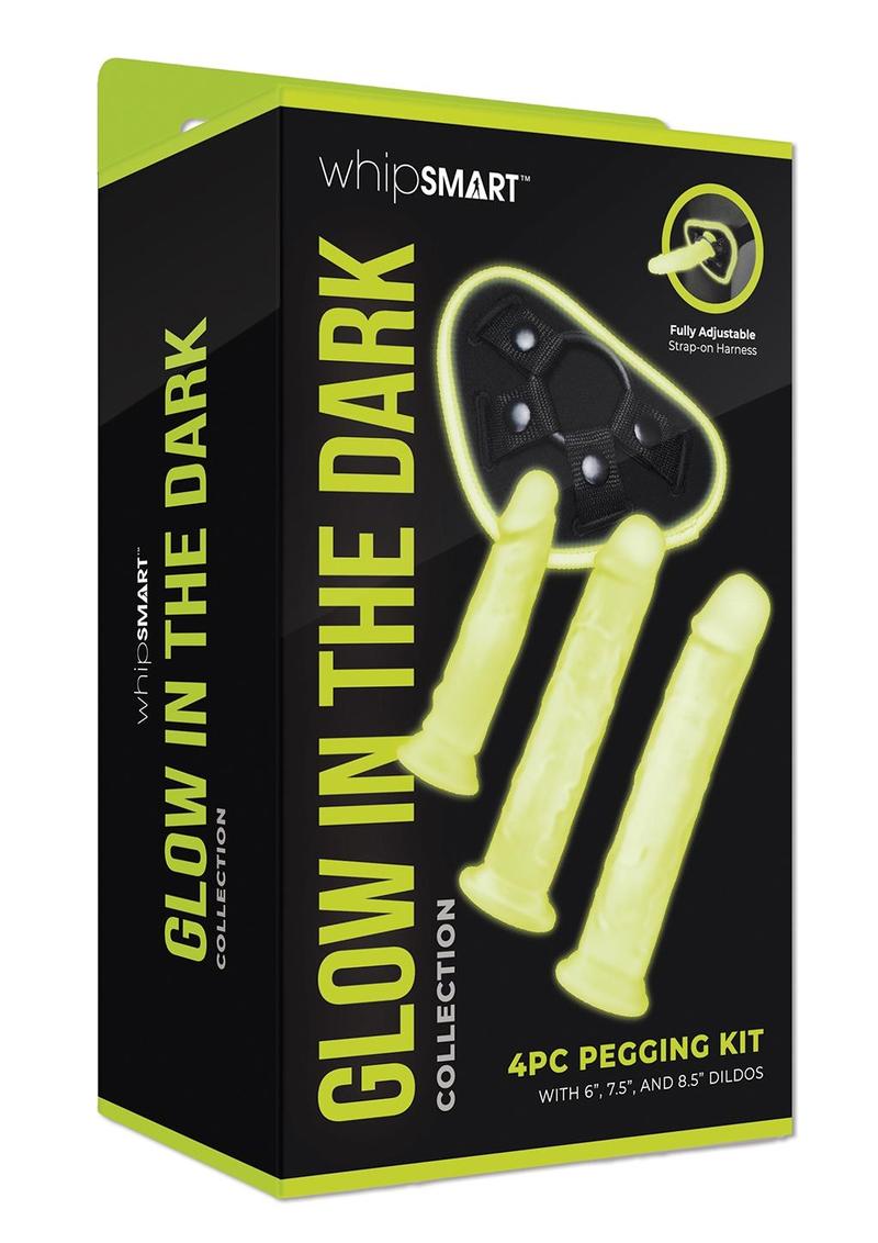 WhipSmart 4pc Glow In The Dark Pegging Kit with Dildos - Glow In The Dark