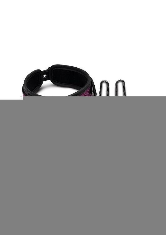 WhipSmart Dragon's Lair Collar, Leash and Nipple Clips - Black/Purple - Set