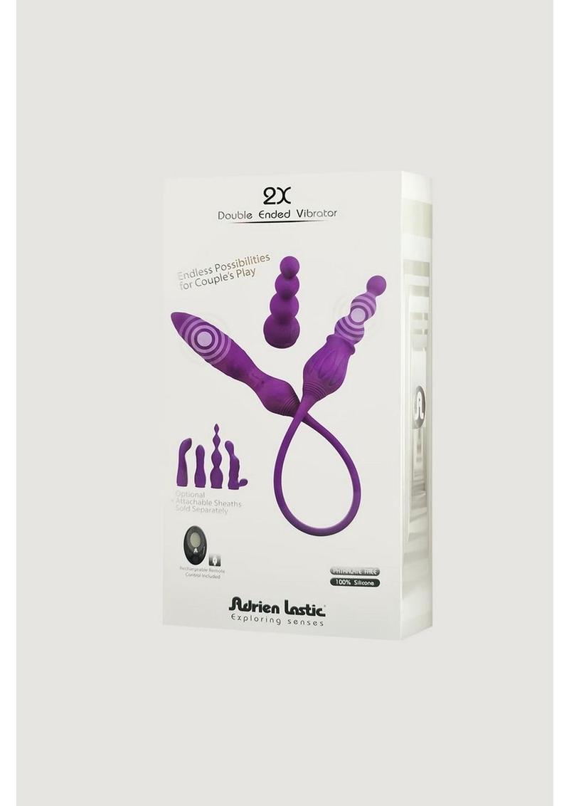2x Rechargeable Silicone Double Vibrator with Remote Control - Purple