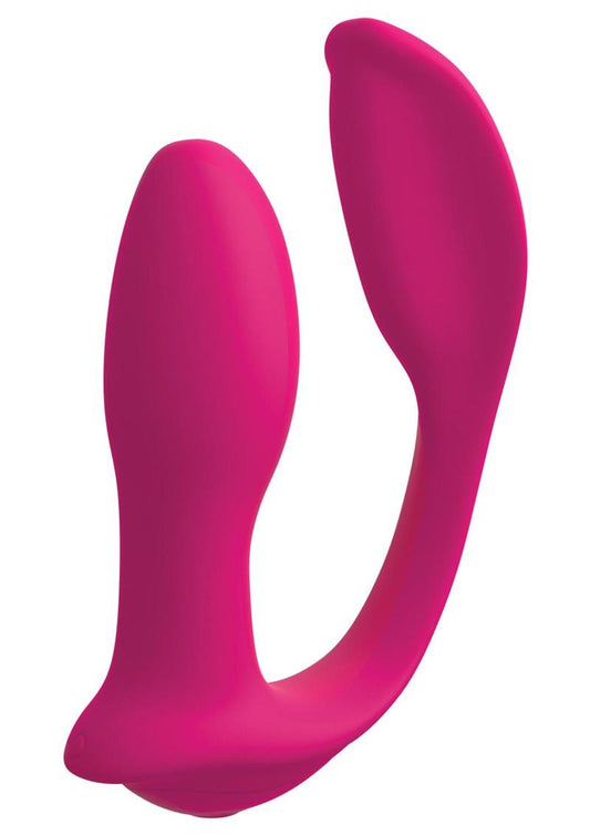 3Some Double Ecstasy Silicone Rechargeable Vibrator with Remote Control - Pink