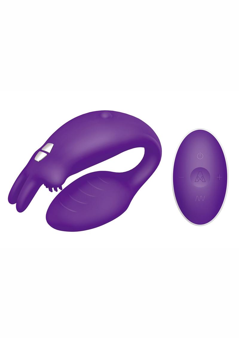 The Rabbit Company Couples Rabbit is a powerful wearable vibrator that provides simultaneous G Spot and clitoral stimulation during intercourse.  Wearable vibrator provides simultaneous G Spot and clitoral stimulation during intercourse  Made from smooth, body safe silicone  Ergonomically designed with 2 powerful motors  Multiple vibration functions  Includes convenient remote control  USB-Rechargeable battery  We-Vibe Official Licensed Product  Compatible with water-based lubricant.     Free, discreet grou