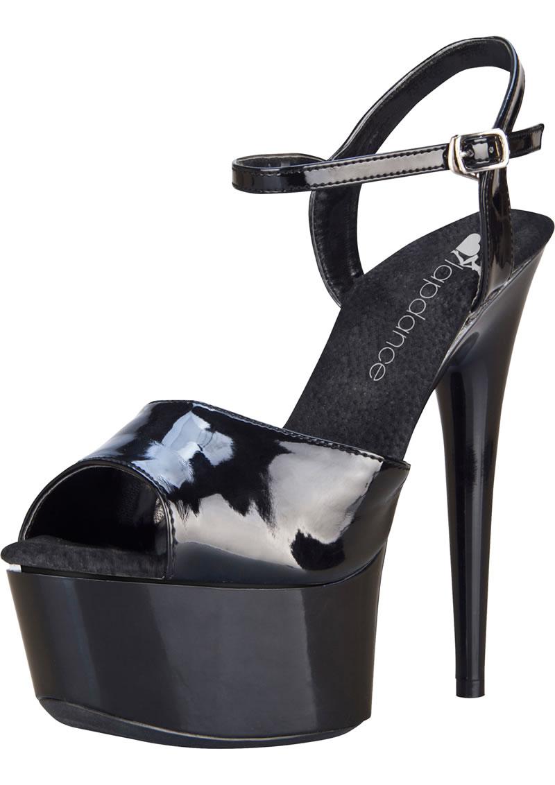 6in. Black Platform Sandal with Strap - Black - Size 10