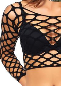 Pothole net long sleeved crop top. - PlaythingsMiami