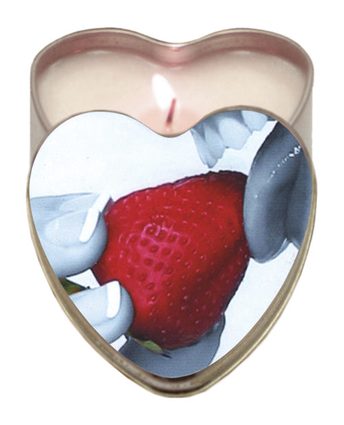Earthly Body Suntouched Hemp Edible Candle - 4.7 oz Heart Tin Strawberry - PlaythingsMiami