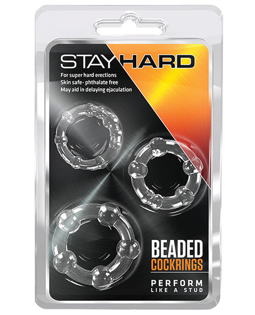 Blush Stay Hard Beaded Cock Rings 3 Pack - PlaythingsMiami