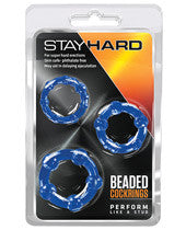 Blush Stay Hard Beaded Cock Rings 3 Pack - PlaythingsMiami