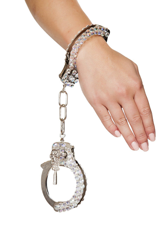 Silver Handcuffs with Rhinestones - PlaythingsMiami