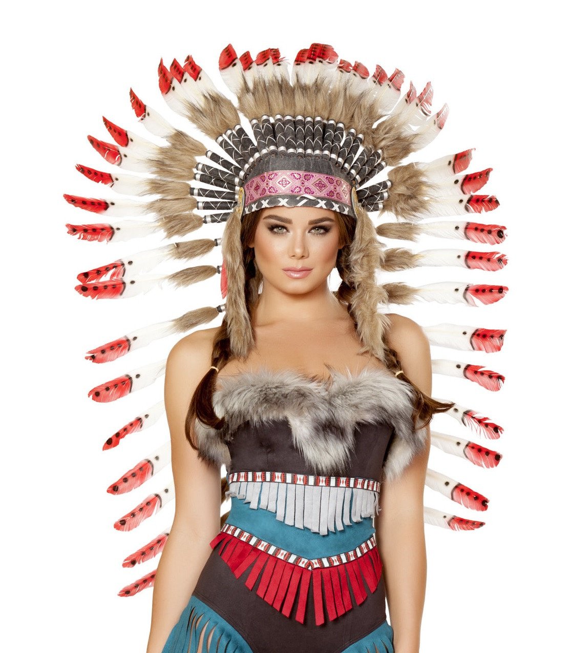 Native American Headdress with Red Tips - PlaythingsMiami