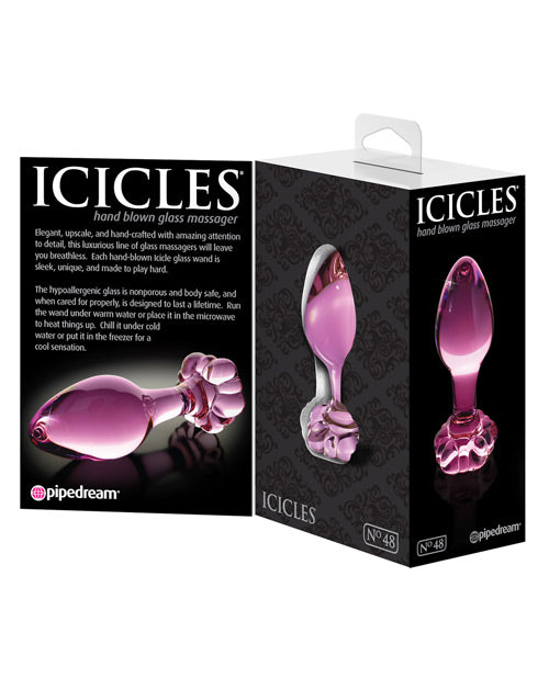 Icicles No 48 Glass Anal Plug Pink 3 Inch