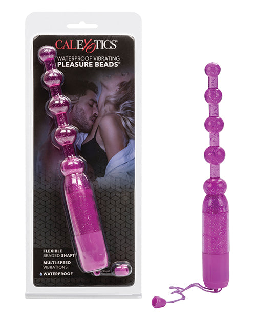 Waterproof Vibrating Pleasure Beads Glittered Probe 4.5 Inch Purple