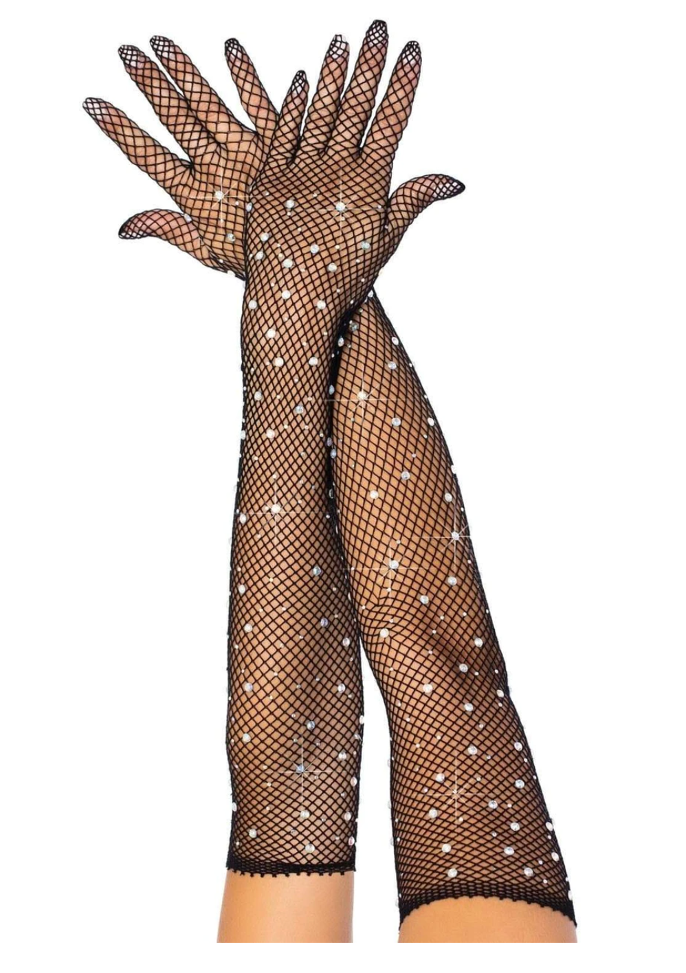 Rhinestone Fishnet Gloves