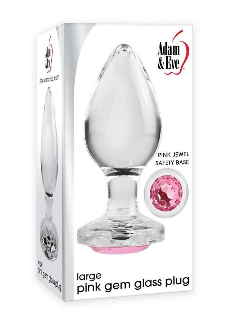 Adam and Eve Pink Gem Glass Plug - Pink - Large