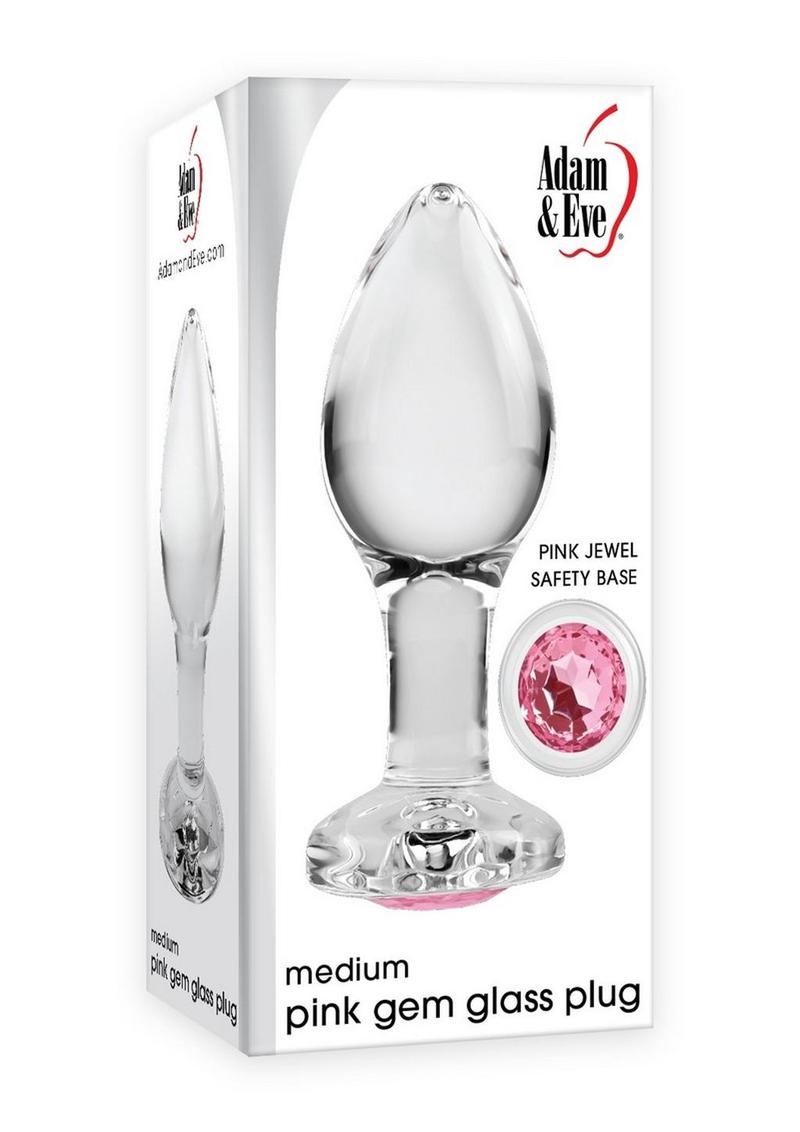 Adam and Eve Pink Gem Glass Plug - Pink - Medium