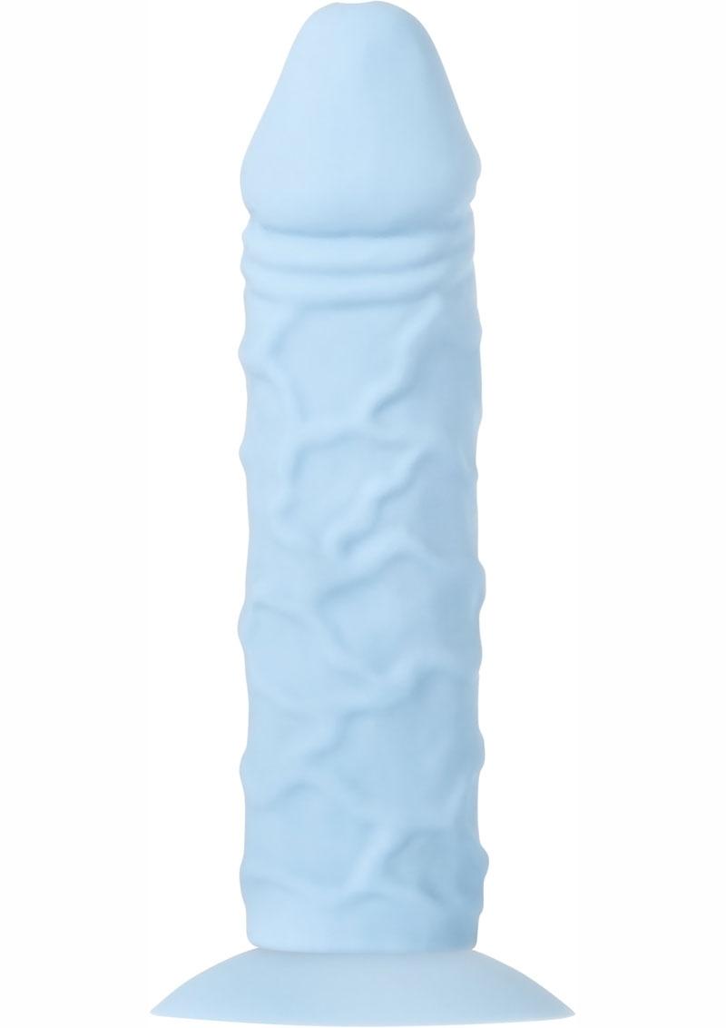 Adam and Eve Rechargeable Silicone Strap-On System Adjustable Harness with Realistic Dong - Blue - 7in