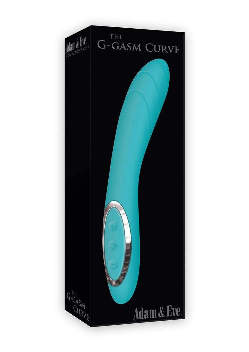 Adam and Eve The G-Gasm Curve Rechargeable Silicone Vibrator - Aqua/Blue