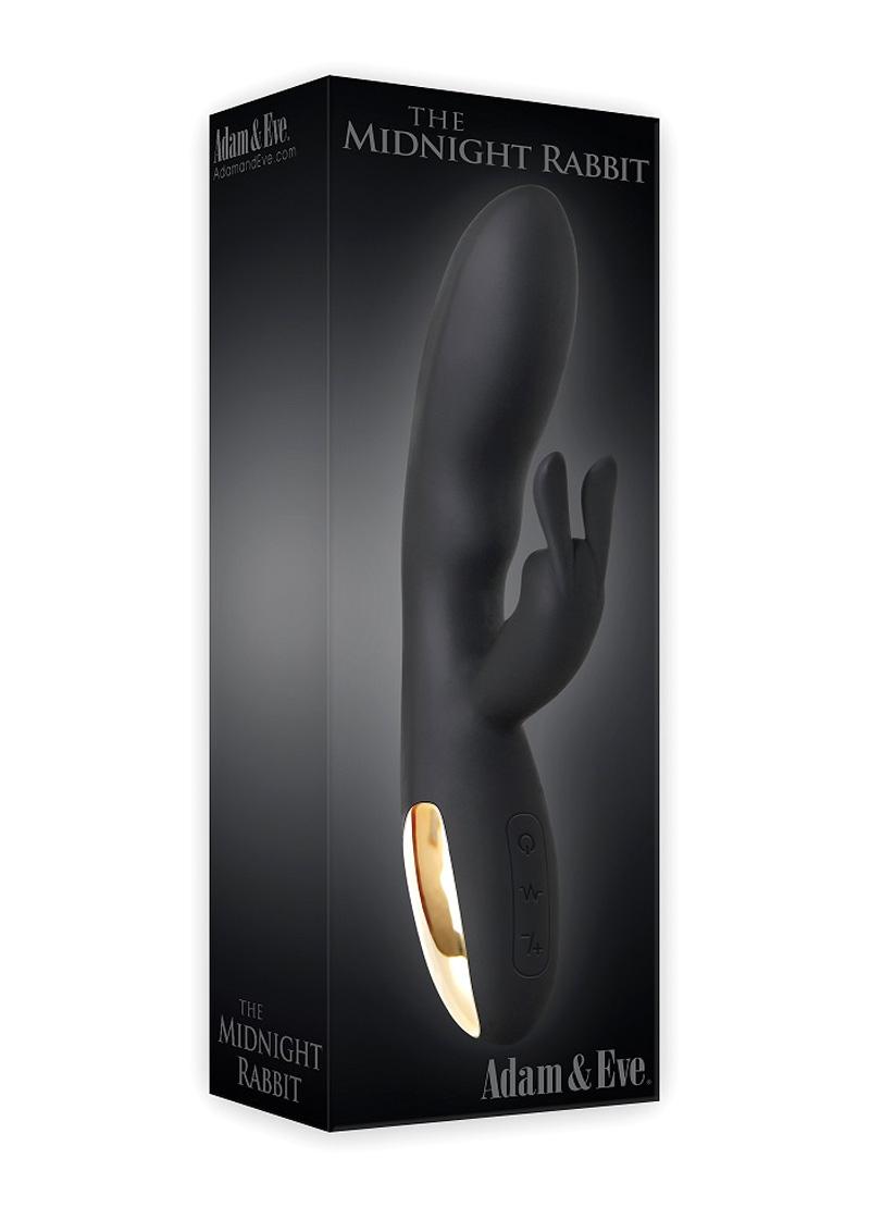 Adam and Eve The Midnight Rabbit Rechargeable Silicone Rabbit Vibrator - Black