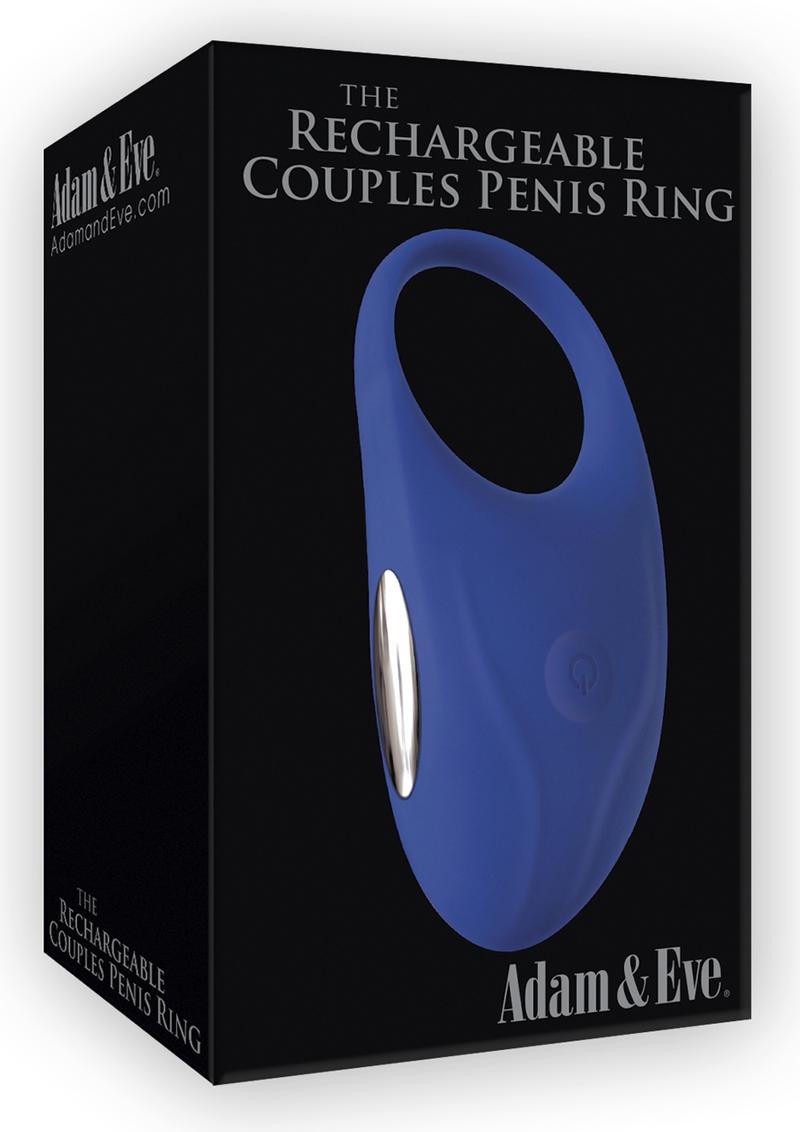 Adam and Eve The Rechargeable Silicone Couples Penis Ring - Blue