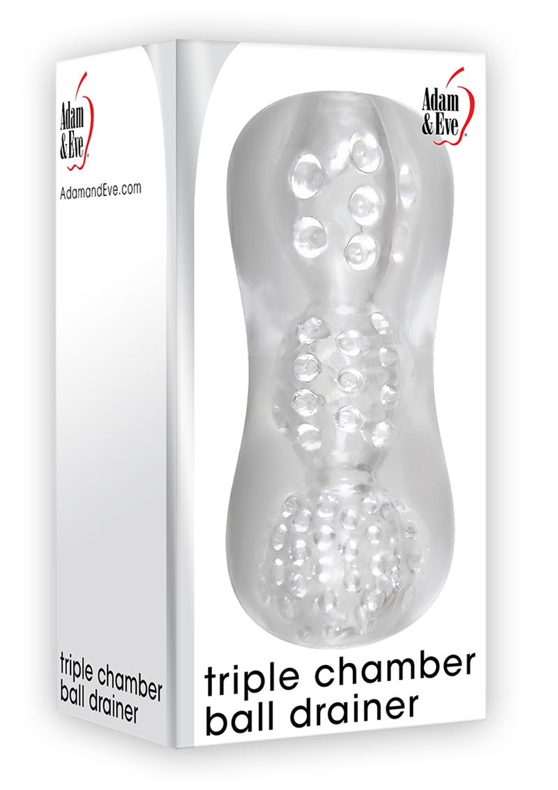 Adam and Eve Triple Chamber Ball Drainer Textured Stroker - Clear