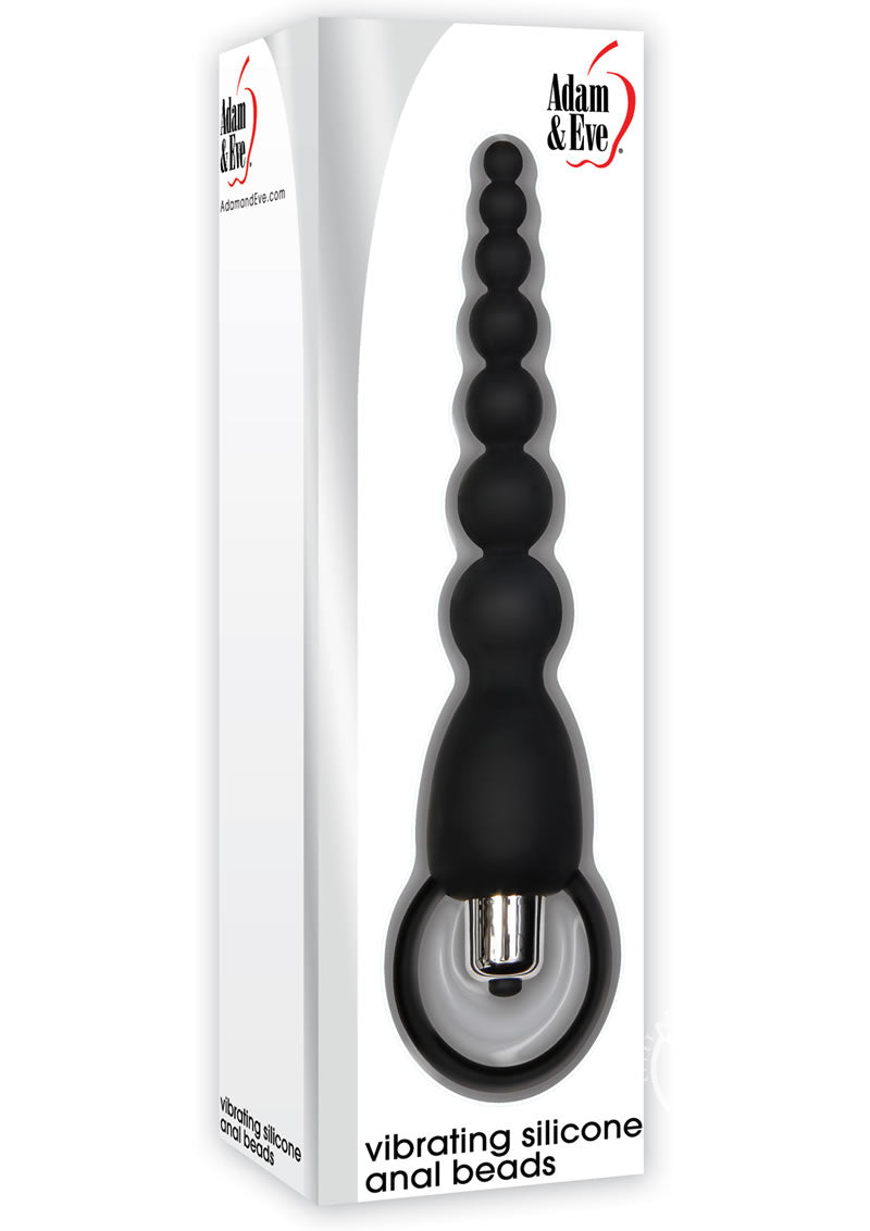 Adam and Eve Vibrating Silicone Anal Beads - Black