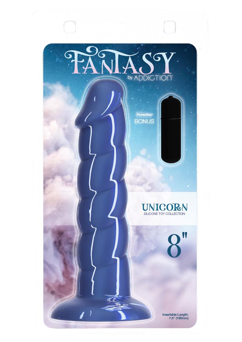 Addiction Fantasy Unicorn Silicone Dildo - Blue - 8in
