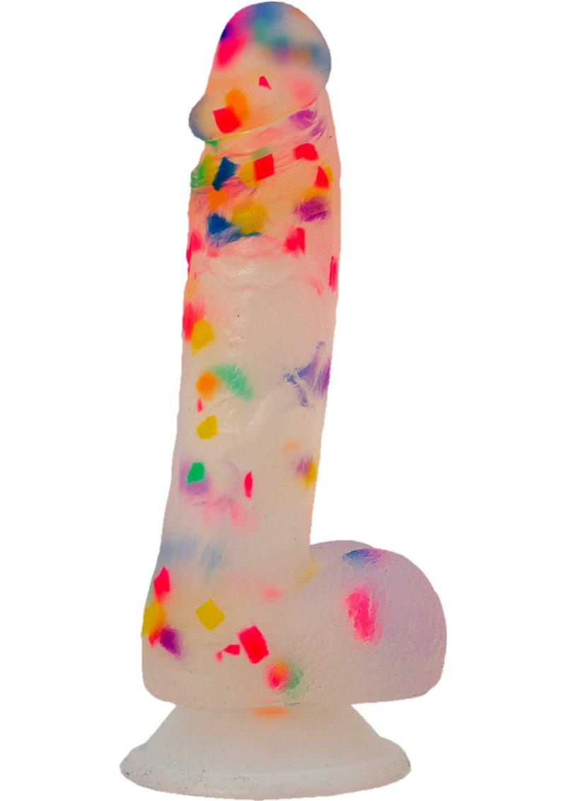Addiction Party Marty Silicone Dildo with Balls - Multicolor - 7.5in