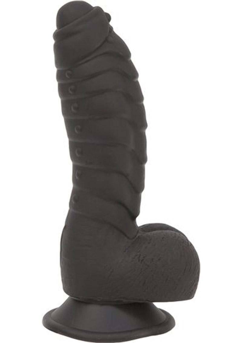 Addiction Toy Collection Ben Silicone Dildo with Balls - Black - 7in