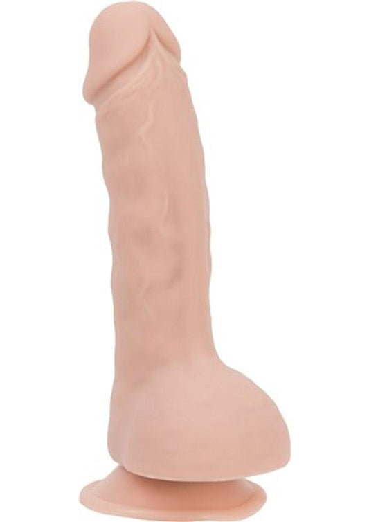 Addiction Toy Collection Brad Silicone Dildo with Balls - Flesh/Vanilla - 7.5in