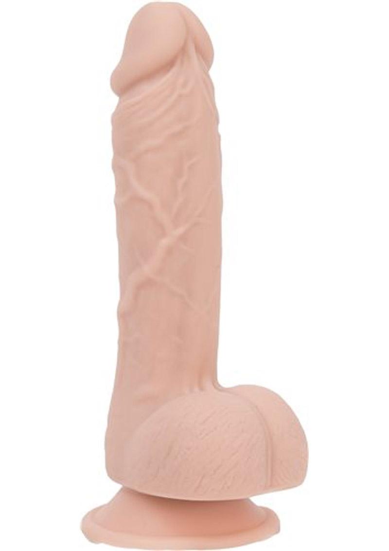 Addiction Toy Collection Mark Silicone Dildo with Balls - Flesh/Vanilla - 7.5in