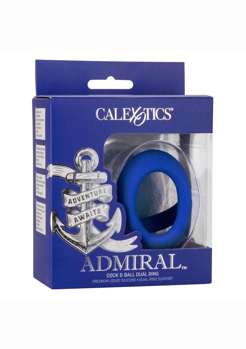 Admiral Cock and Ball Silicone Dual Ring - Blue