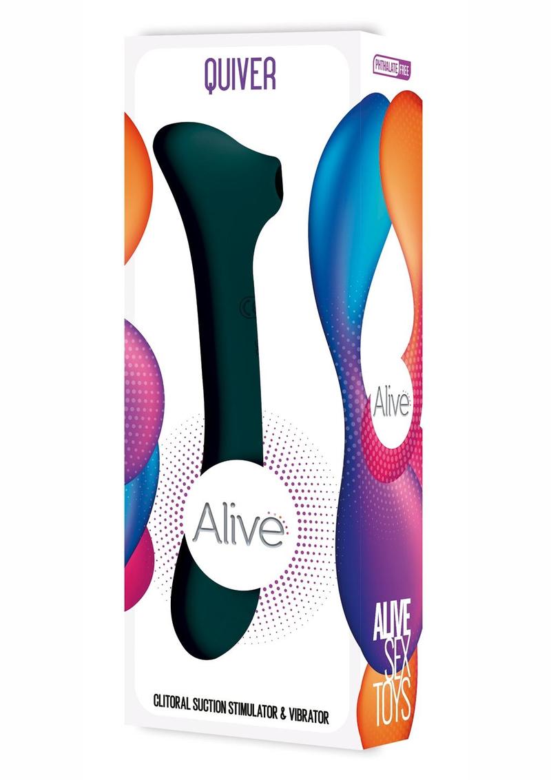 Alive Quiver Rechargeable Silicone Dual End Vibrator and Clitoral Stimulator - Teal