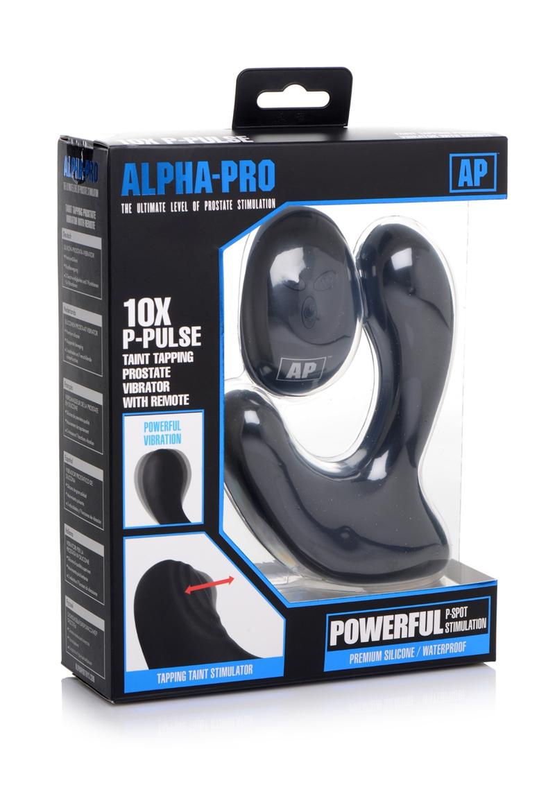 Alpha Pro 10x P-Pulse Taint Tapping Prostate Silicone Rechargeable Vibrator with Remote Control - Black