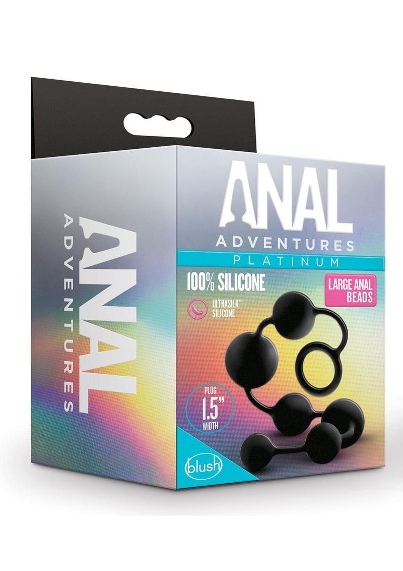 Anal Adventure Platinum Silicone Large Anal Beads - Black - Large
