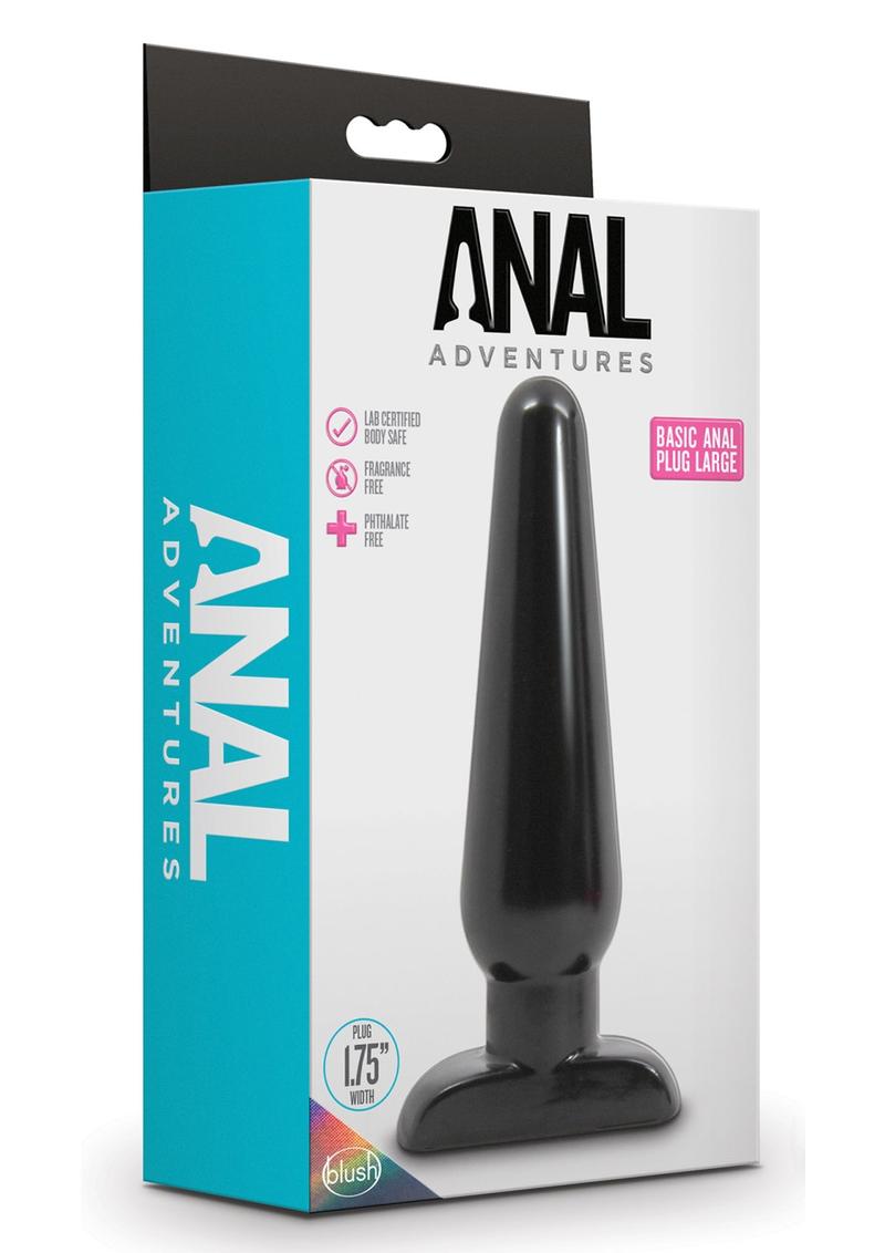 Anal Adventures Basic Anal Plug - Black - Large